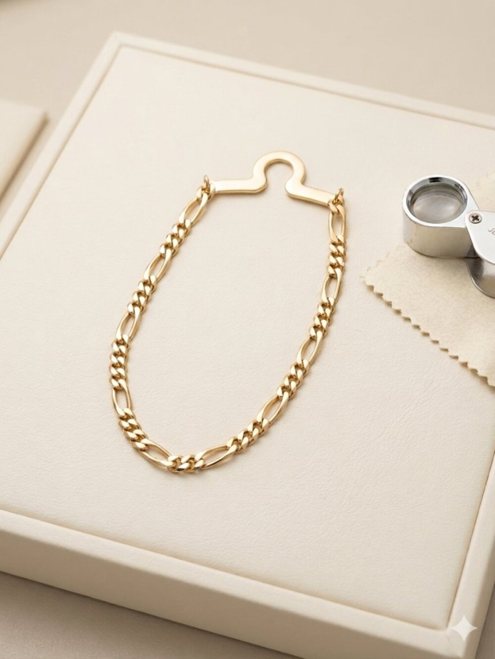 Vintage Gold Tone Figaro Link Tie Bar Chain – 70s 80s Mens Accessory